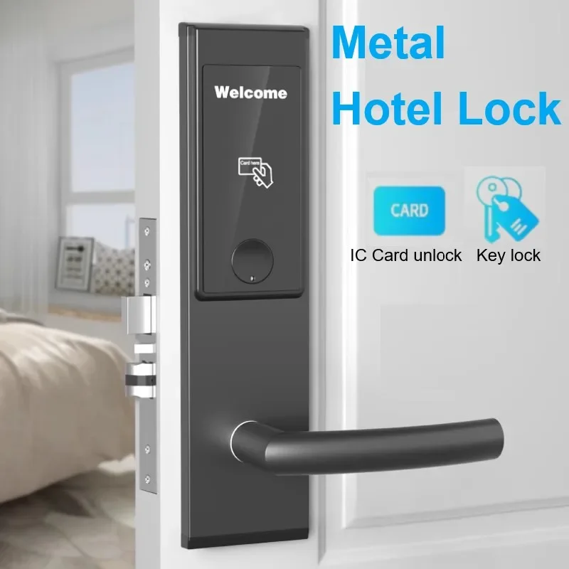 Metal Material Hotel Smart Lock Magnetic Card Induction Door Lock Hotels Homestays Apartments Electronic Door Lock  with Key