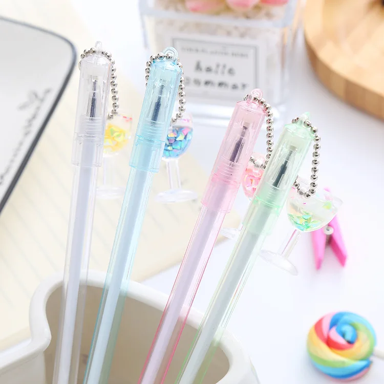 

48pcs Creative goblet pendant pen cute ice cream drink cup pendant neutral pen student needle water pen