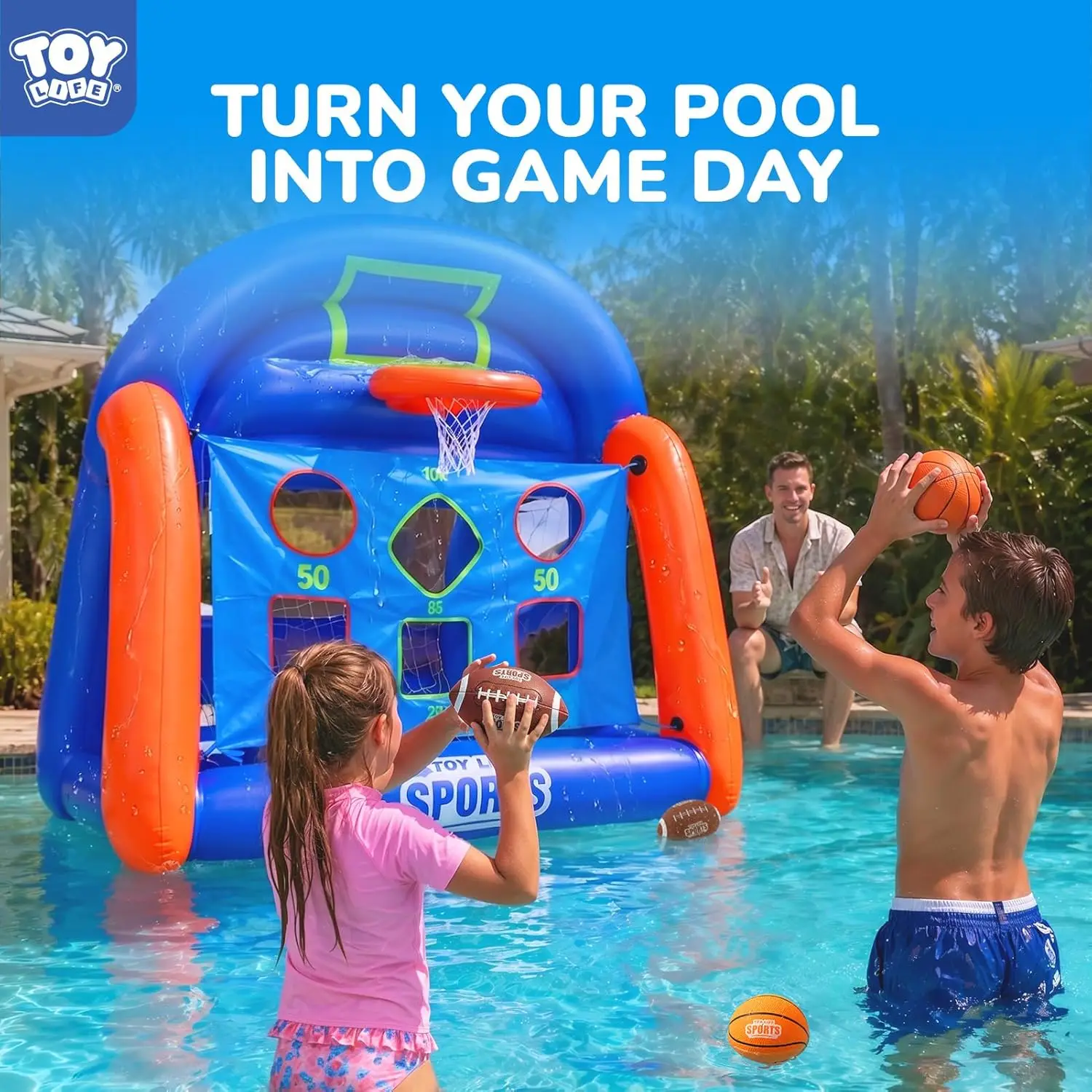 Multi-Sport Pool Games Inflatable for Kids Teens Adults - Basketball & Football Water Play Set, Fun Family Swimming Pool Toys for Ages 5-12 view 2