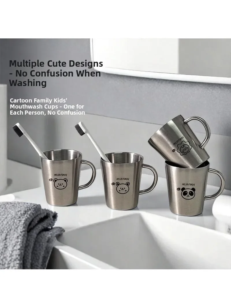 Double Layer 304 Stainless Steel Milk Cup for Children with Handle Toothbrush Cup Heat Resistant Anti Scalding Washing Cup