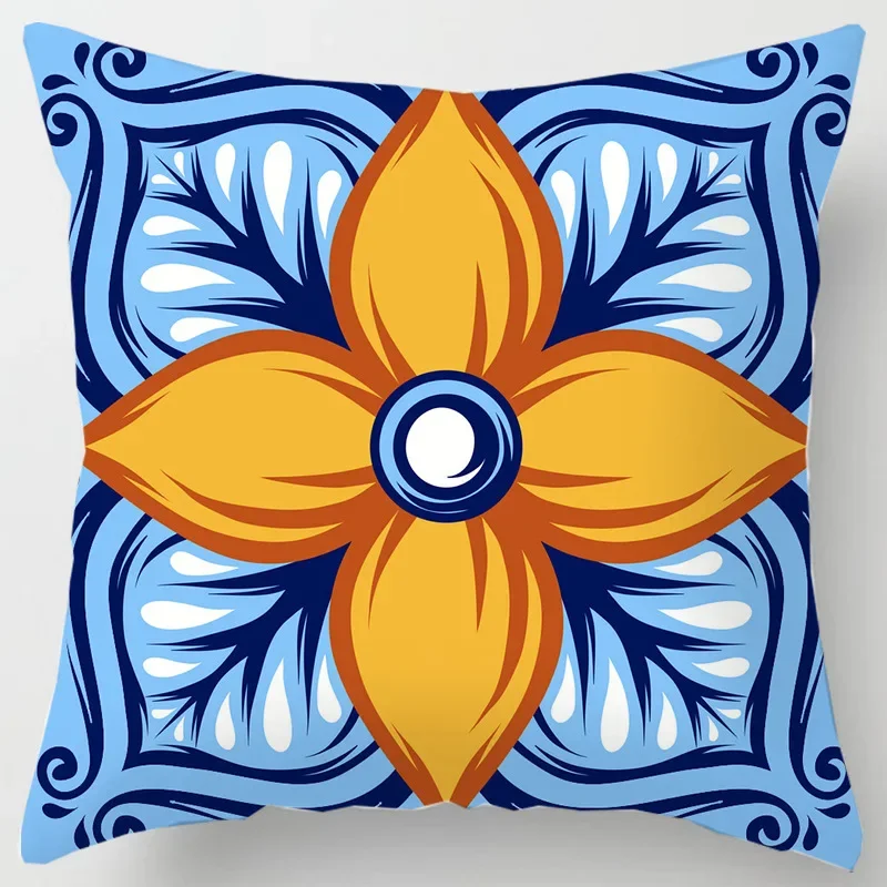 Multicolor Ethinic Geometric Floral throw pillow cover with short plush print for living room sofa decoration cushion cover