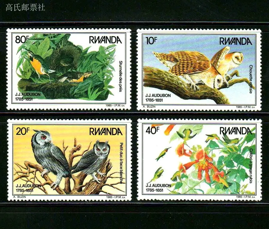 selos-postais-de-ruanda-y1985-pintura-de-audubon-com-passaros-coruja-e-beija-flor-1-conjunto-com-4-selos-postais-colecionaveis-novos-para-scrapbooking