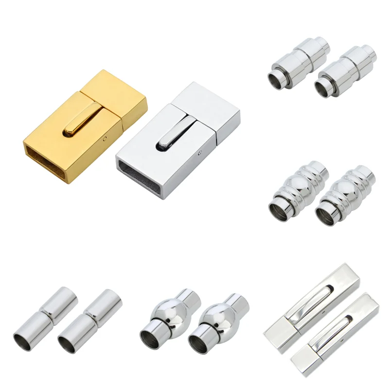 

Multi Style Stainless Steel Magnetic Connector Buckle Leather Rope End Connector Accessories For Making Bracelet DIY Necklace