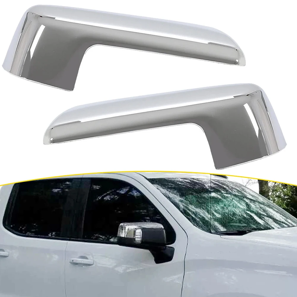 

2pcs/set Car Clip-on Mirror Covers Chrome Sliver Cap For Chevy For Silverado 1500 2019-2024 For GMC Sierra 1500 2019-2024