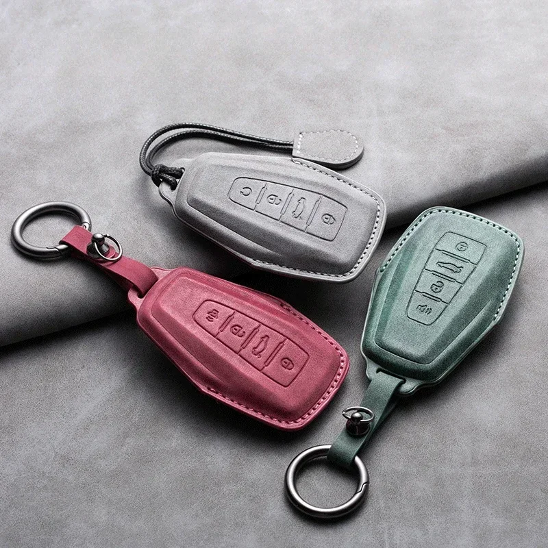 

Leather Car Key Case Cover Keychain For Geely Emgrand Global Kulrey Hawk GX7 Okavango NL3 SUV GT GC9 Coolray X6 X7 EX7 GeometryC