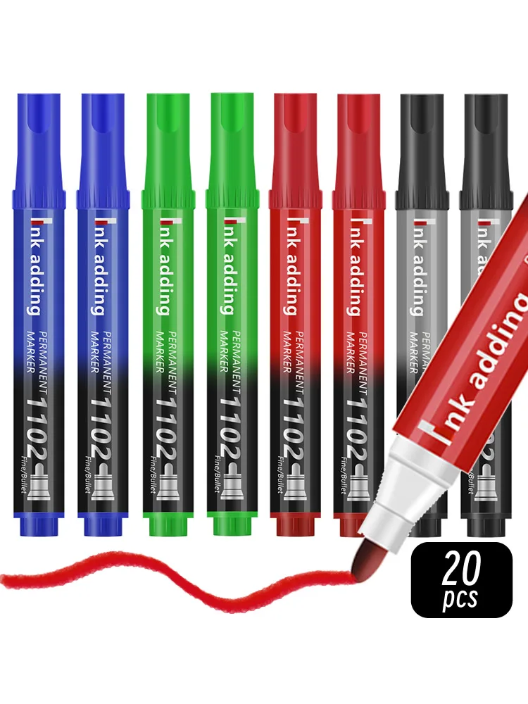 1/10/20 pièces 2mm rouge bleu encre noir marqueurs permanents, pointe Fine, étanche, séchage rapide stylos à dessin bois pierre métal verre