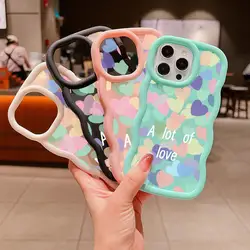 Fashion Love Heart Phone Case for Xiaomi Redmi 13 Pro 5G 12 4G 8 10 13 Pro Plus 9S Redmi 12 12C 9C 10C 13C Candy Wave Edge Cover