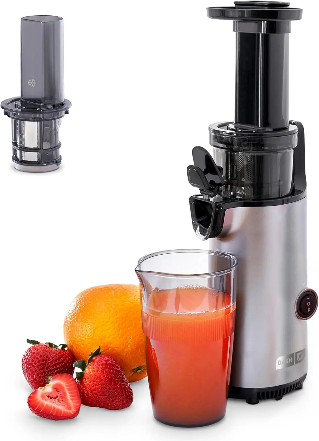 

Deluxe Compact Masticating Slow Juicer with Brush, Pulp Cup, Frozen Attachment - Graphite
