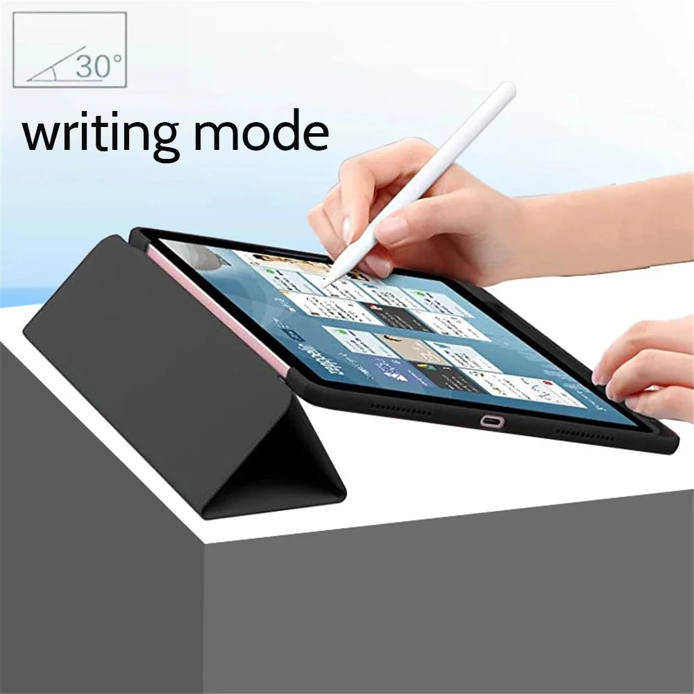 Trifold Leather Acrylic Clear Back Fold Cover For iPad Pro 11 2022 Case With Pen Holder For Air 5 4 3 2 1 8th 9th 10.2 Pro12.9