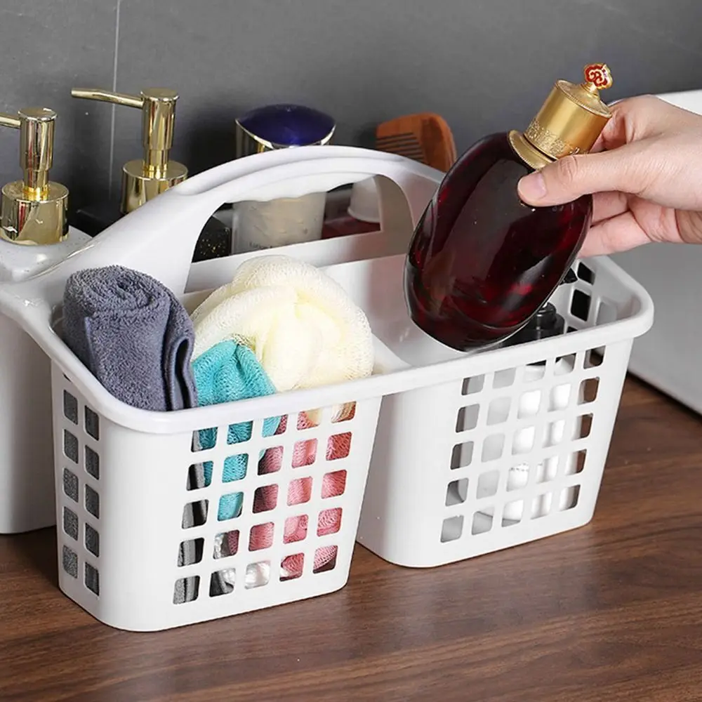 Durable Plastic Shower Basket Simple Functional Hollow Out Storage Basket Storage Holder For Bathroom/Toilet