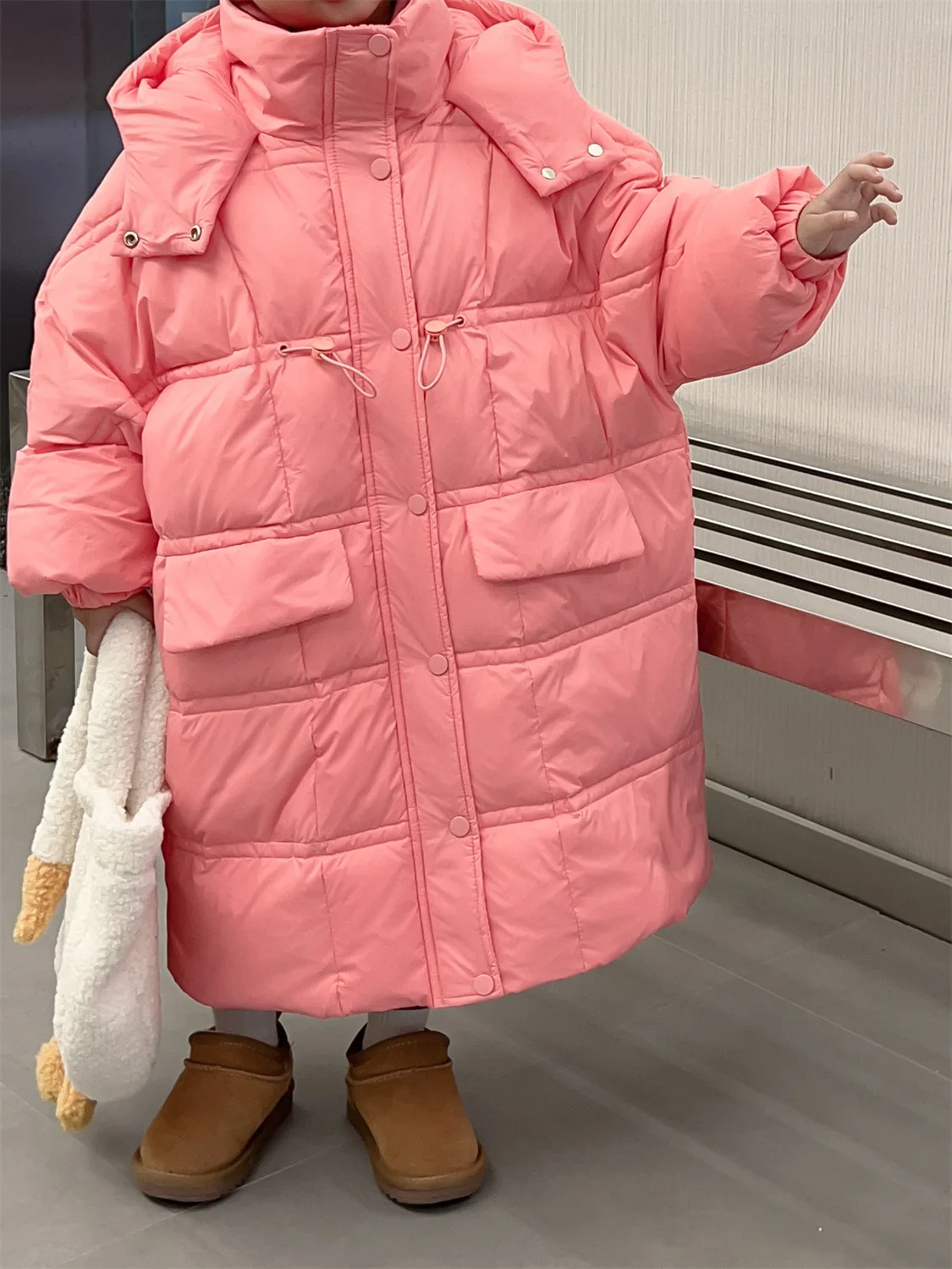 2022 inverno nuovo piumino lungo più spesso con cappuccio bianco caldo piumino d\'anatra cappotti abbigliamento per bambini bambini-30 Parka 4-14Y