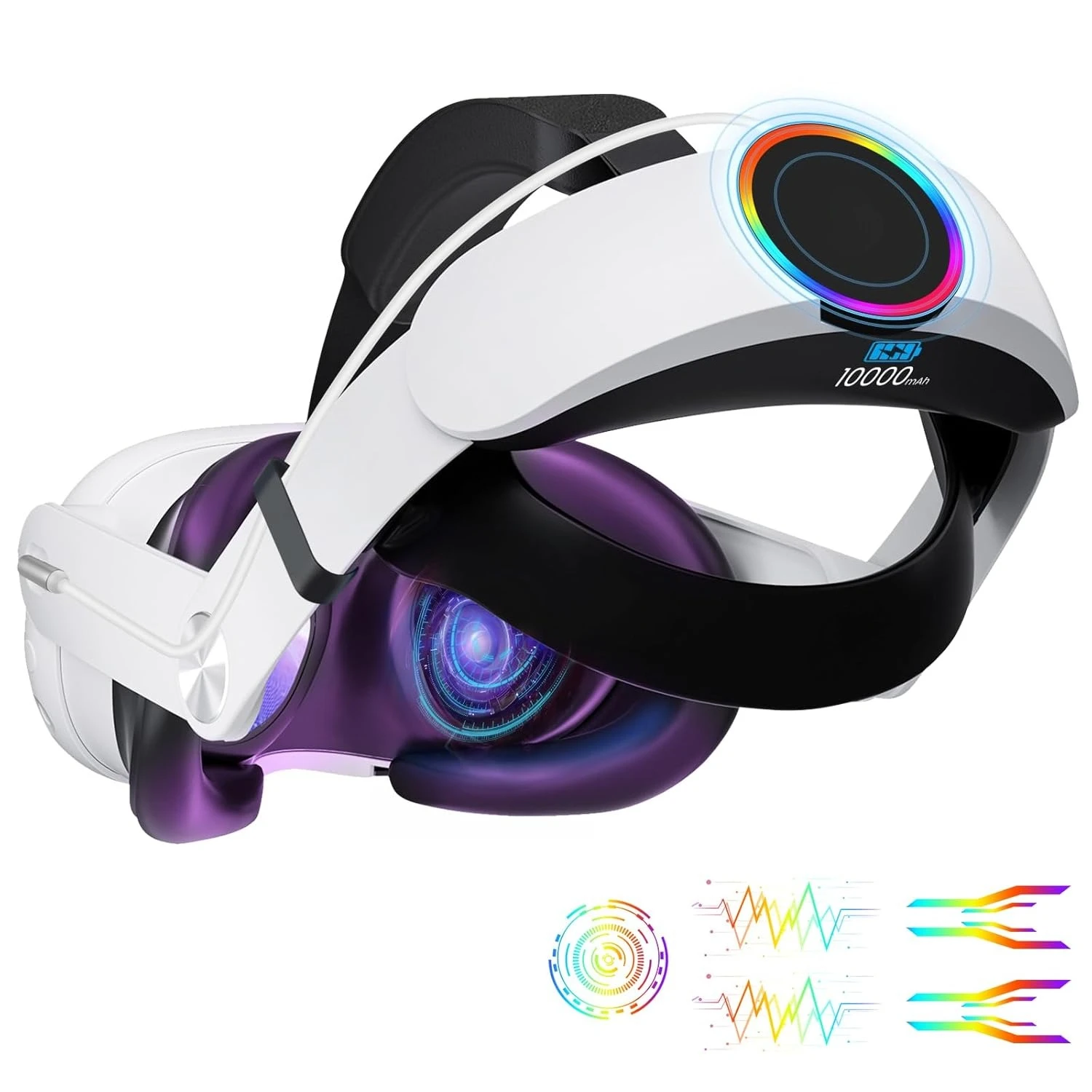VR 헤드셋용 조명 조절 헤드 스트랩 및 배터리 팩 이미지