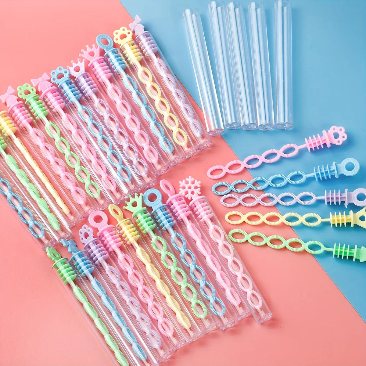 Mini juego de palos de burbujas coloridos: adecuado para fiestas y celebraciones (tubos de burbujas vacíos, sin líquidos), fiesta de feliz cumpleaños d
