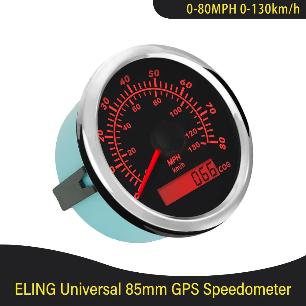 Newest Waterproof Marine 85mm 0-35MPH 0-80MPH GPS Speedometer with GPS Antenna Red Backlight for Car Boat SUV 9-32V