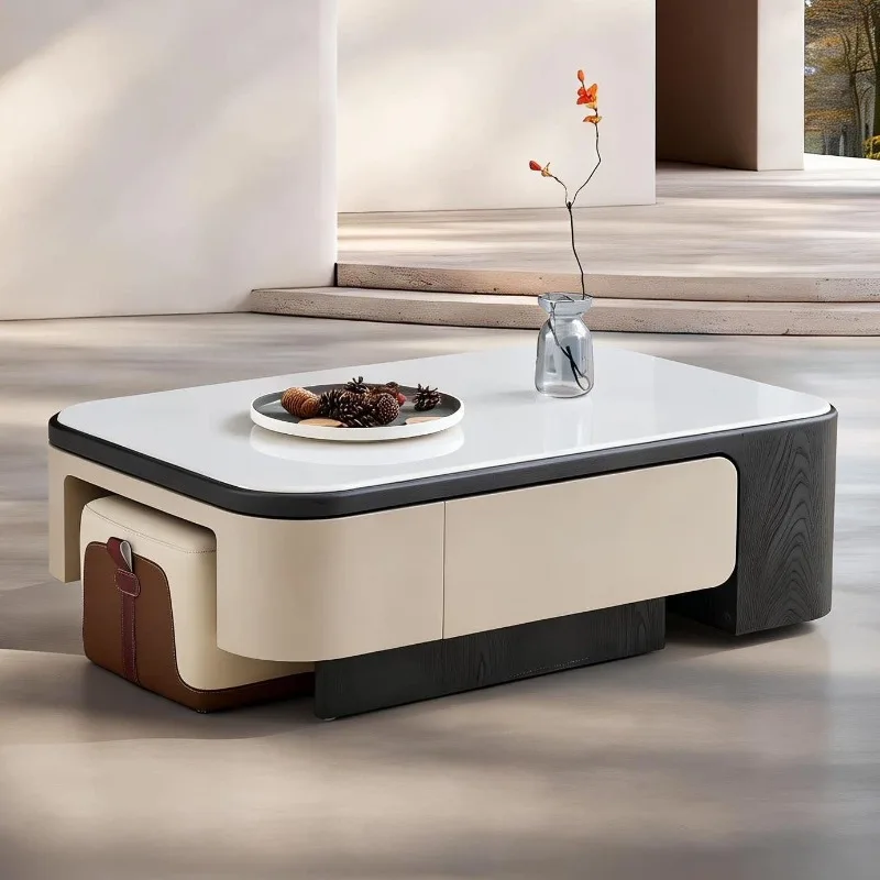 Long cabinet 2026 new modern simple wind coffee table square retractable creative designer small household