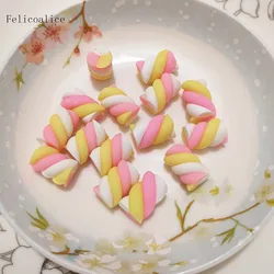 10Pcs Polymer Clay Marshmallows For Slime Filler Addition Accessories Kitchen Toys Foods For DollHouse Decoration Charms