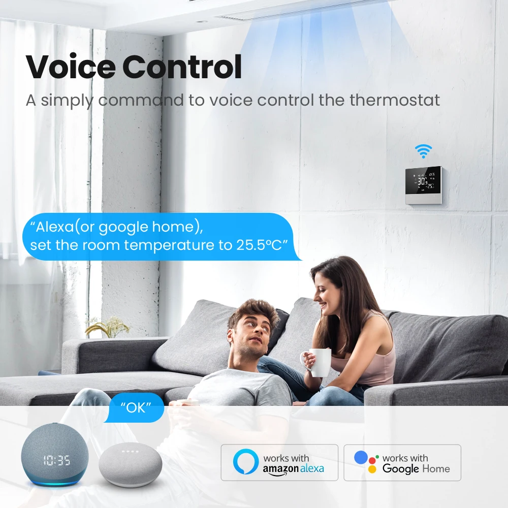 AVATTO Tuya WiFi Smart Central Air Conditioning Thermostat Switch Heating Cool 3 Speed Fan Coil Unit,Work for Alexa Google Home