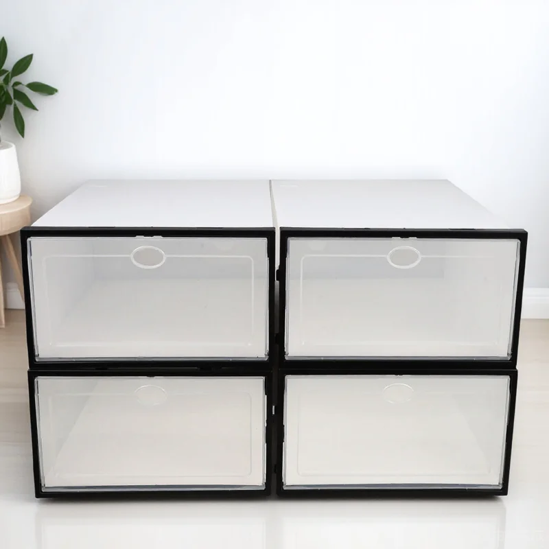 

4Pcs Heavy Duty Plastic Shoe Box Waterproof and Transparent Lid Ideal for Home Shoe Storage Organizer Shoes Box