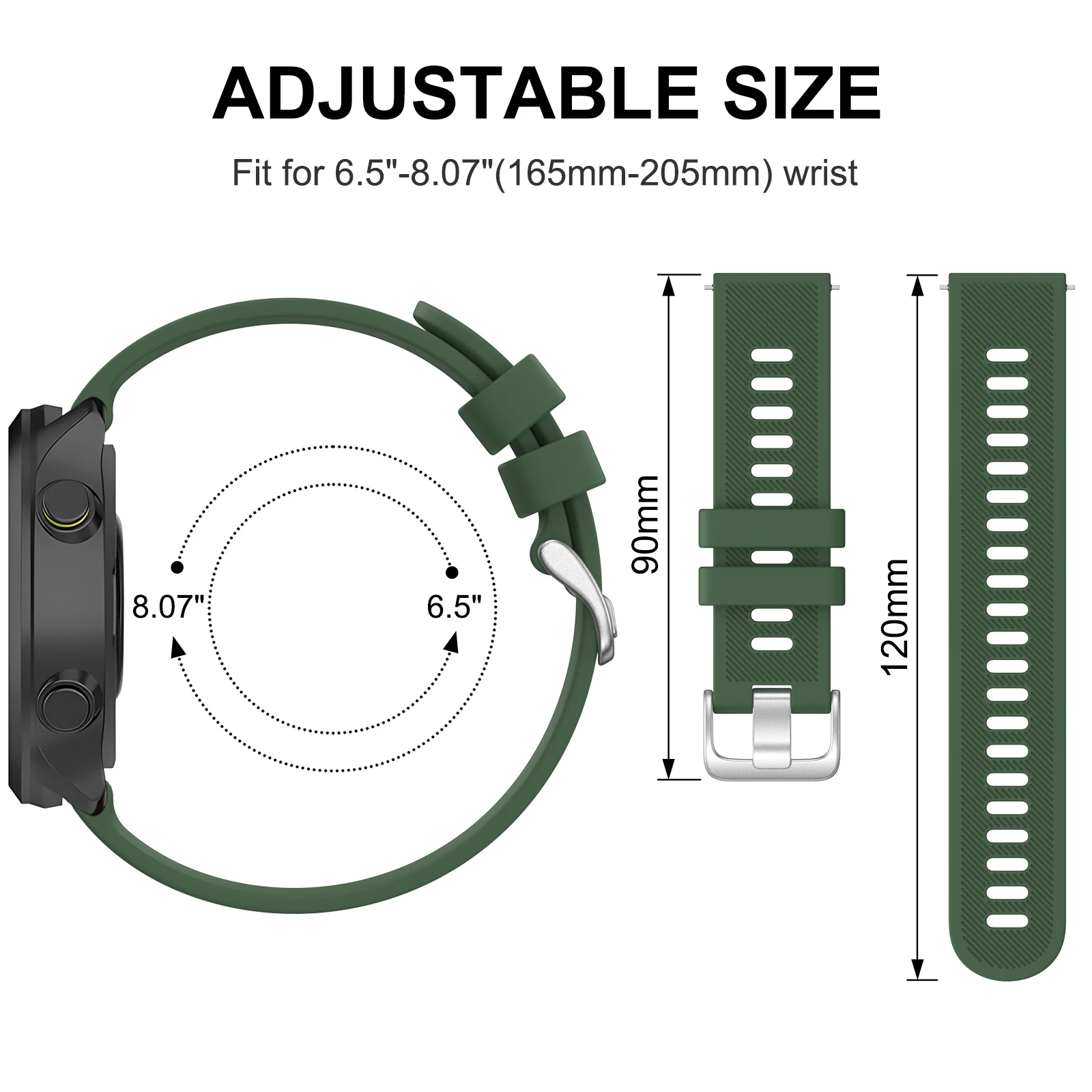 ซิลิโคน 20 มม.สําหรับ Garmin Vivoactive5/3 Forerunner 55/645/245 เพลง VivoMove Luxe/สไตล์ Venu SQ/SQ2/2plus Approach S40 Band