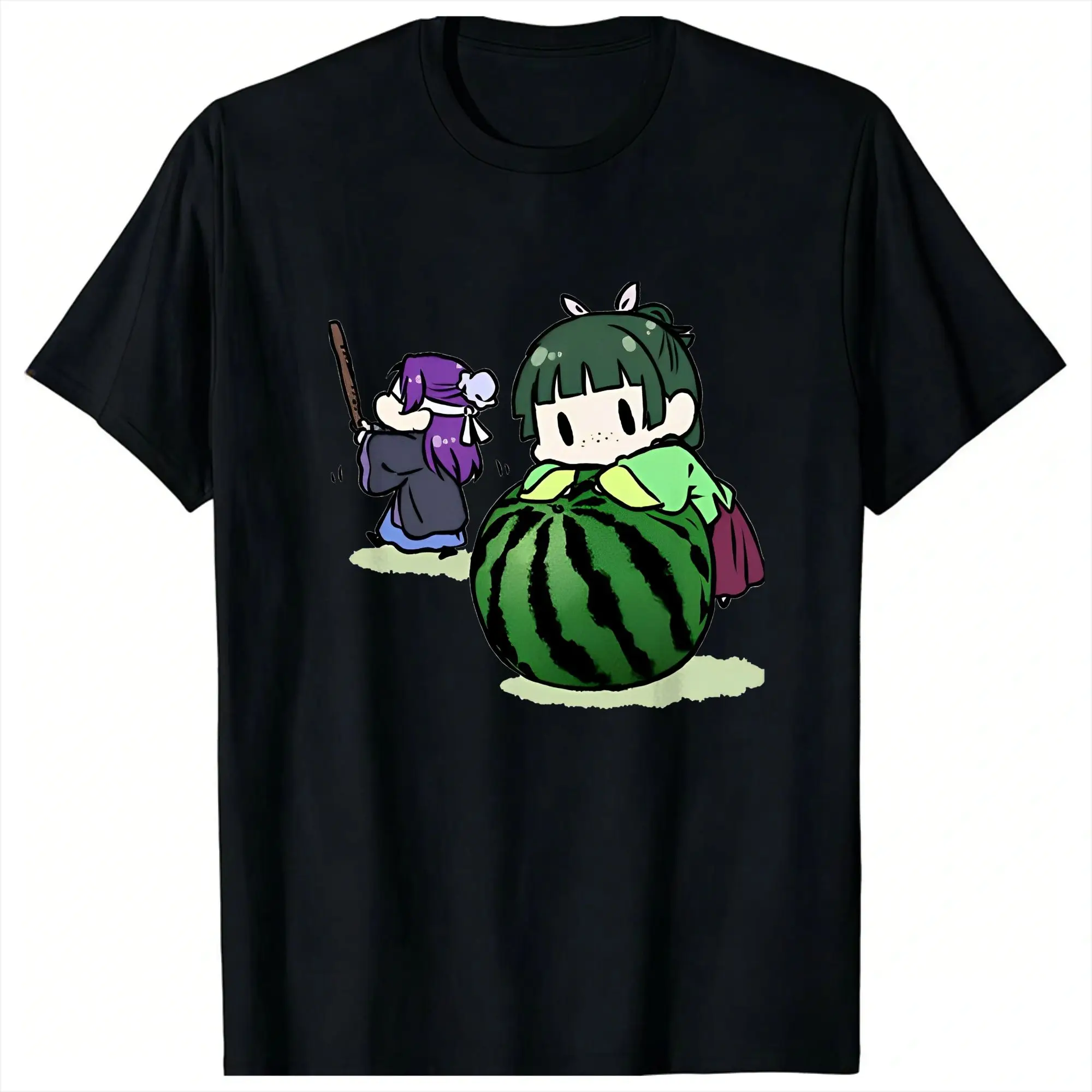Leisure Melon Sister MaoMao Anime T-Shirt Men Crewneck Short Sleeve Top Tee The Apothecary Diaries Cotton Summer Clothes