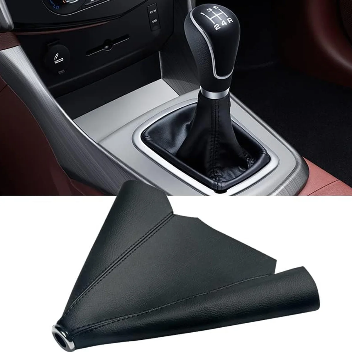 General suede leather car shift collar car manual shift lever knob shift cover accessories