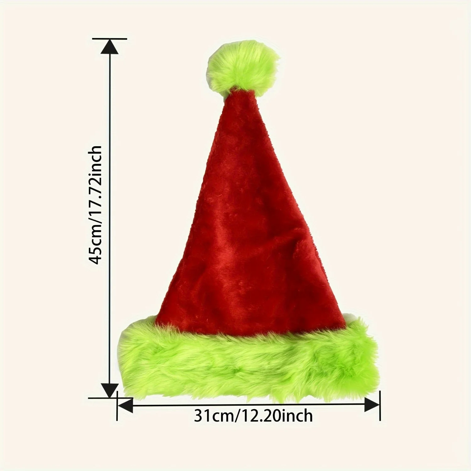 Fluorescent Green Edge Red Santa Hat Plush Double Insulation Soft Material Christmas Party Holiday Decorative Hat