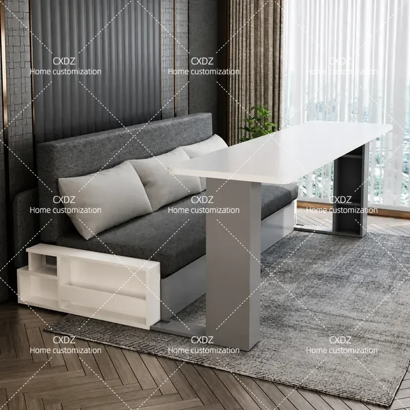 Modern Foldable Solid Wood Sofa Bed Dual Purpose Living Room Sitting Bedroom Small Apartment Multi Functional Creative Desk