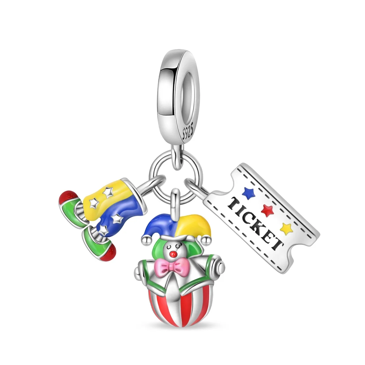 Charms Circus Clown Ticket Dangle Beads Fit Charms 925 Silver Bracelets for Women Amusement Magical Jewelry Making Diy