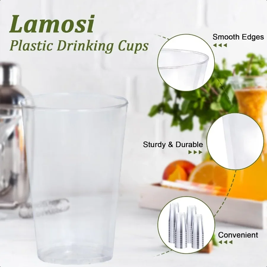 100個入り 12オンス クリアプラスチックカップ 透明プラスチックカップ おしゃれな透明プラスチックカクテルカップ 結婚式 感謝祭 クリスマスパーティー用