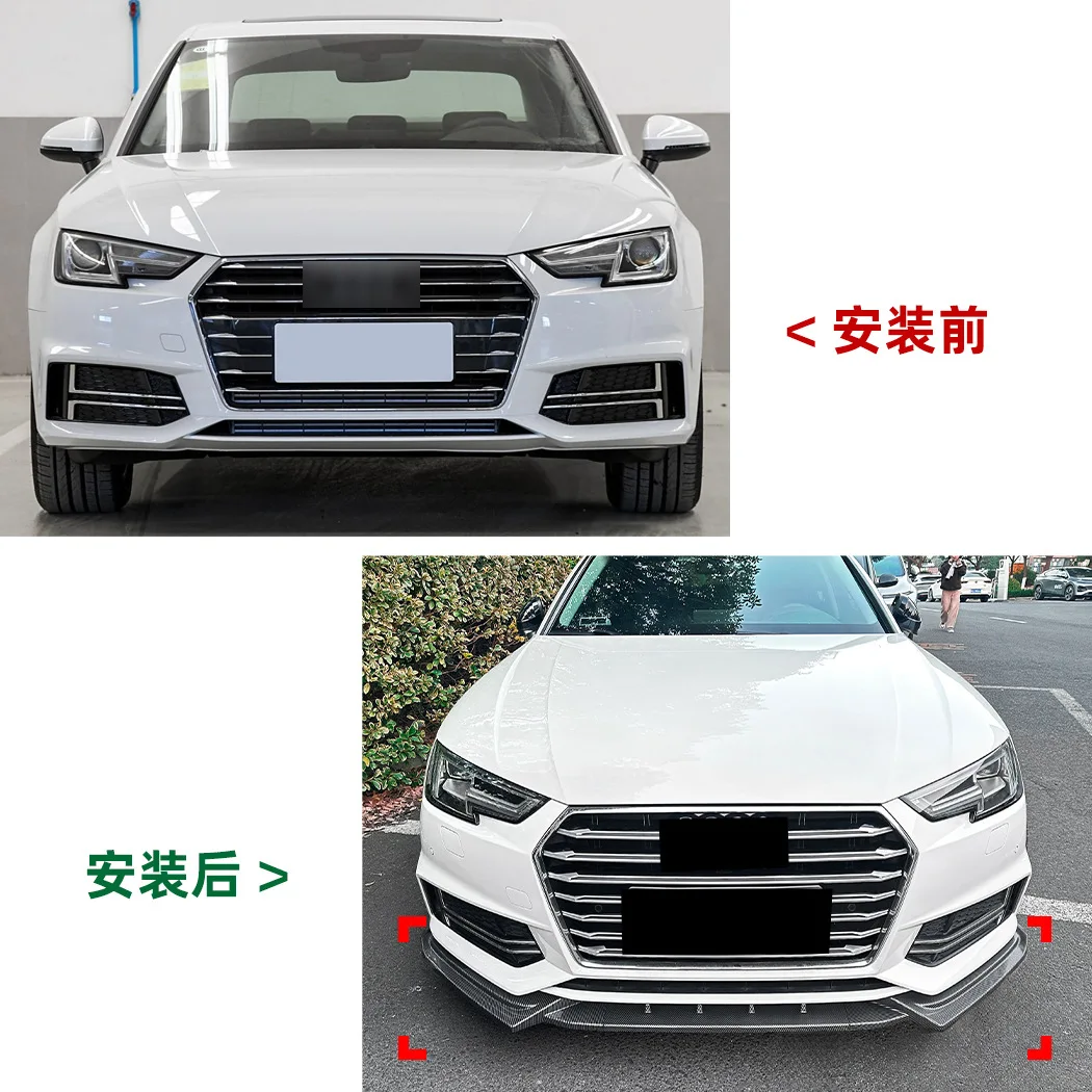 

Front Bumper Lip Splitter Spoiler For Audi A4 B9 Sline 2017-2019 Carbon Fiber Gloss Black Easy Install Exterior Accessories