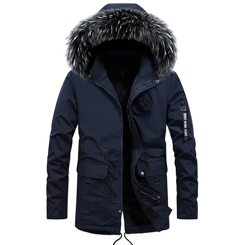 Youth Thickened Solid Color Cotton Jacket Warm Casual Autumn Winter Zipper Side Seam Pocket Fit Coat