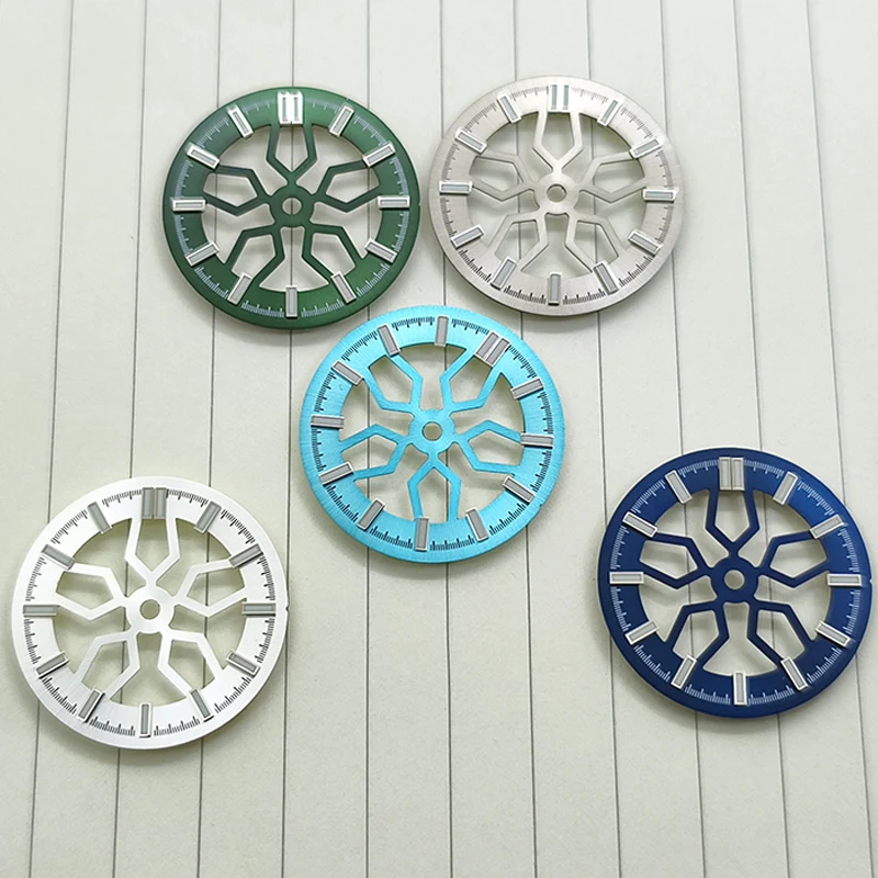 Customized 28.5mm Watch Dial NH38 Green luminous Sun Wheel For NH38 NH70 Movement Crown at 3.0 Oclock Watch Dial Replace Part