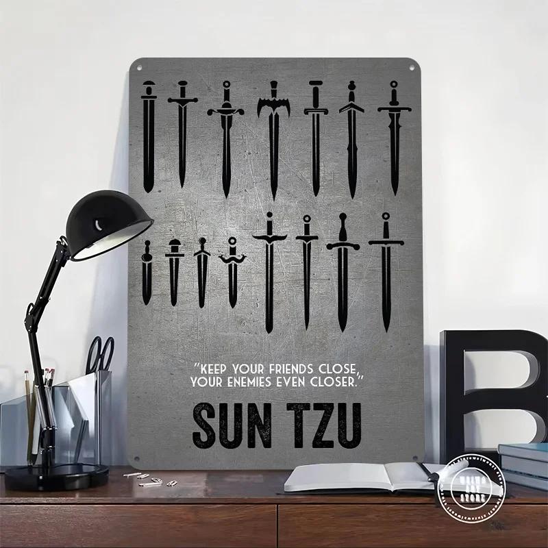 SUN TZU Keep Friends Close Printing Poster Customized Retro Wall Art Vintage Metal Signs for Room Bedroom Decoration Garage Home