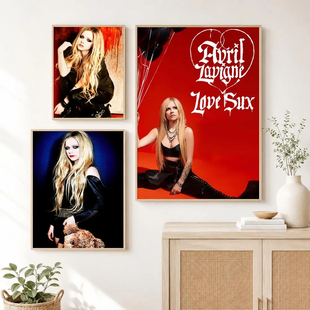 Classic Singer A-Avril Lavigne Poster Self Adhesive Wall Art Decor for Bedroom Living Room Office Home Decor Gift