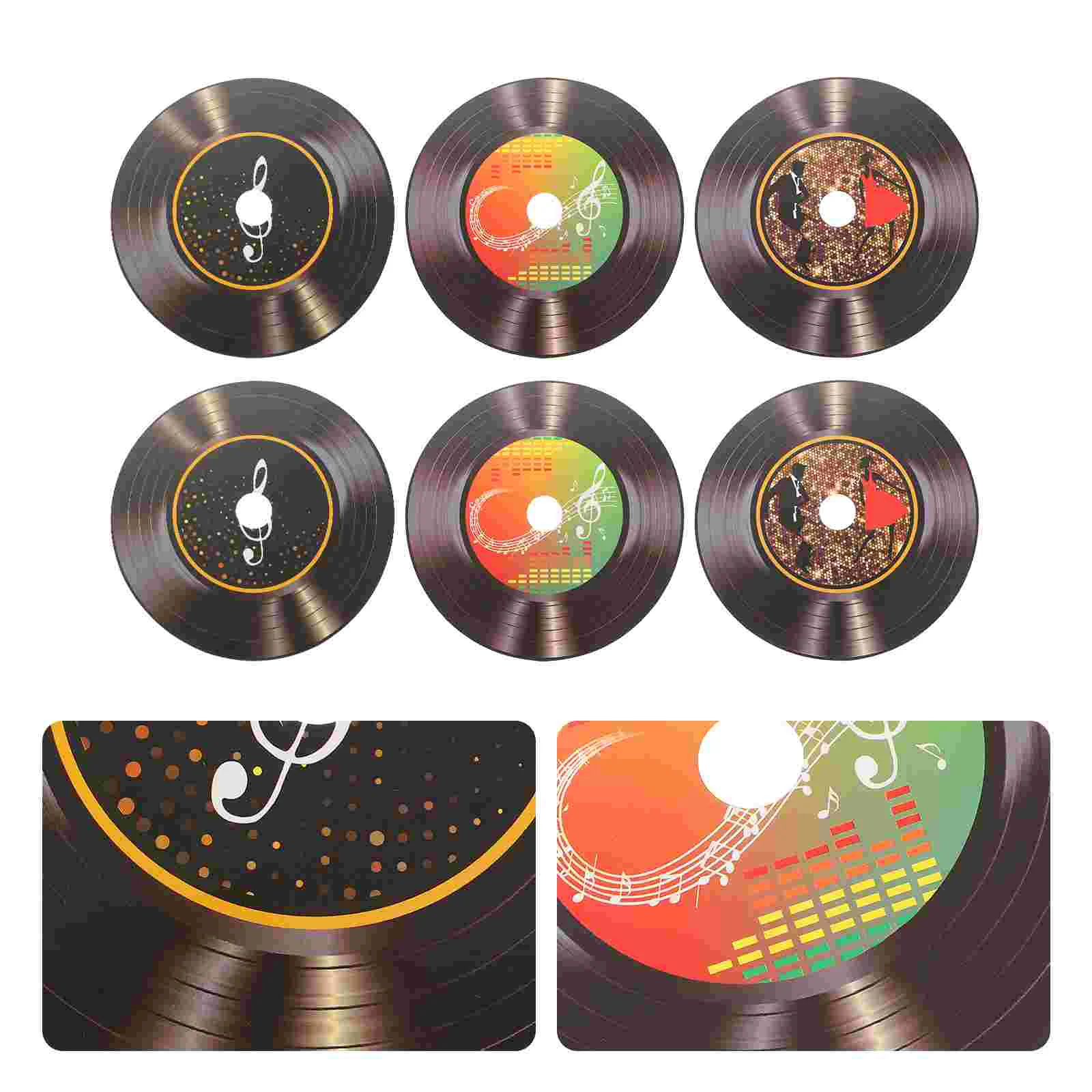 12 Pcs Signs Vinyl Record Decoration Fake Records Coaster Disco Coasters for Drinks