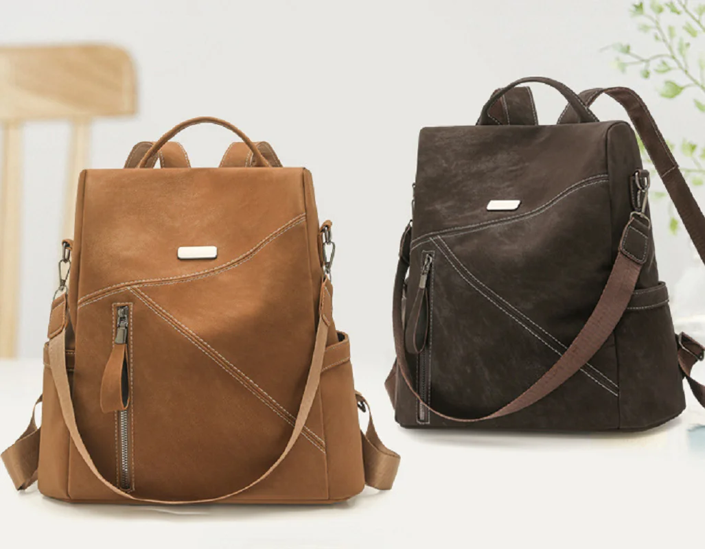 

New Women's Korean Fashion Soft Leather Travel Backpacks Casual Large Capacity Anti Theft Shoulder Bags Laptop Messenger Bag