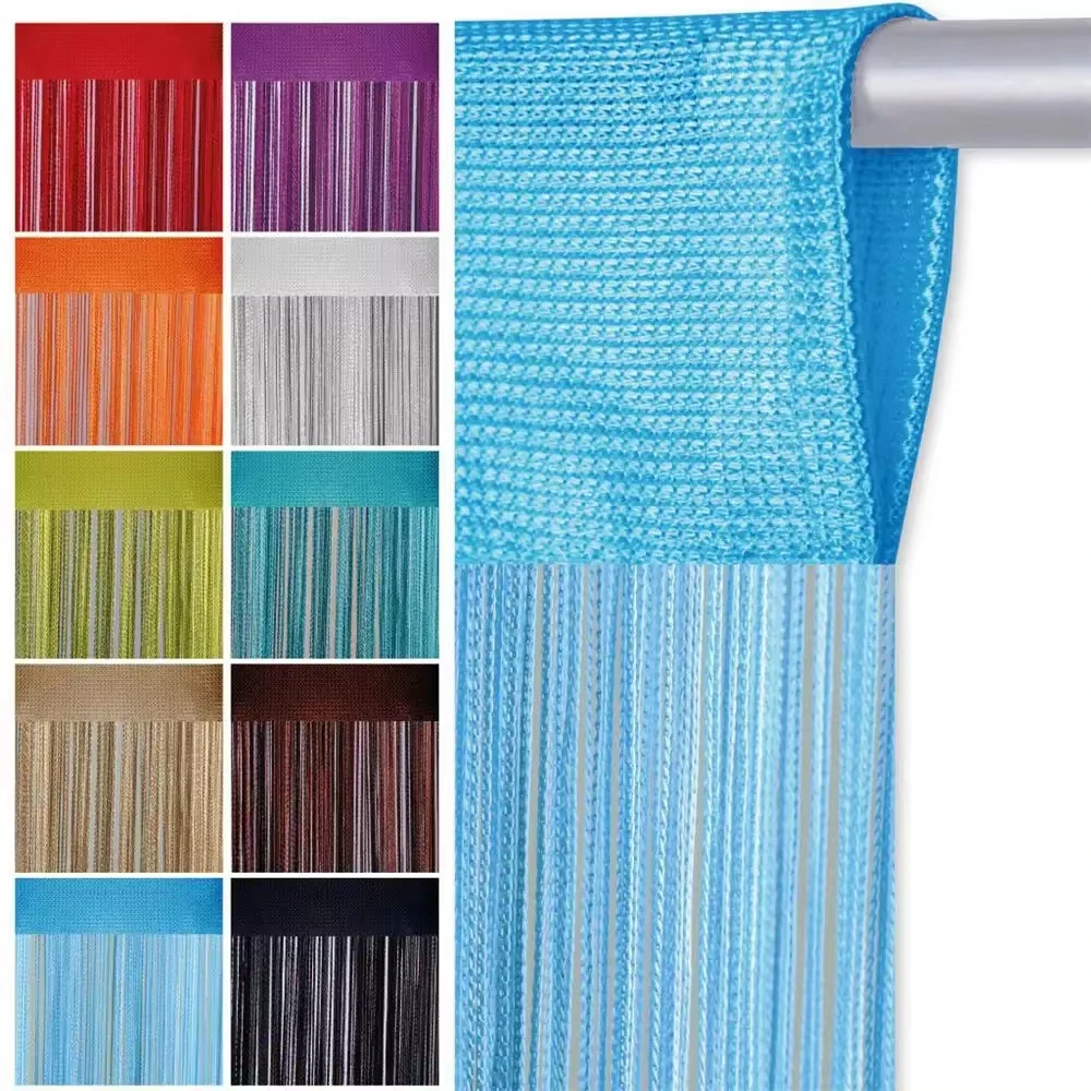 100x200cm Thread Curtains Screen Ribbon String Divider Blind for Living Room Door Wall Window Panel Tassel Curtain