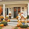Hello Fall Scarecrow Garden Flags for Outside 12x18 Double Sided Burlap, Autumn Thanksgiving Sign Small Flag Farmhouse Holid jjp