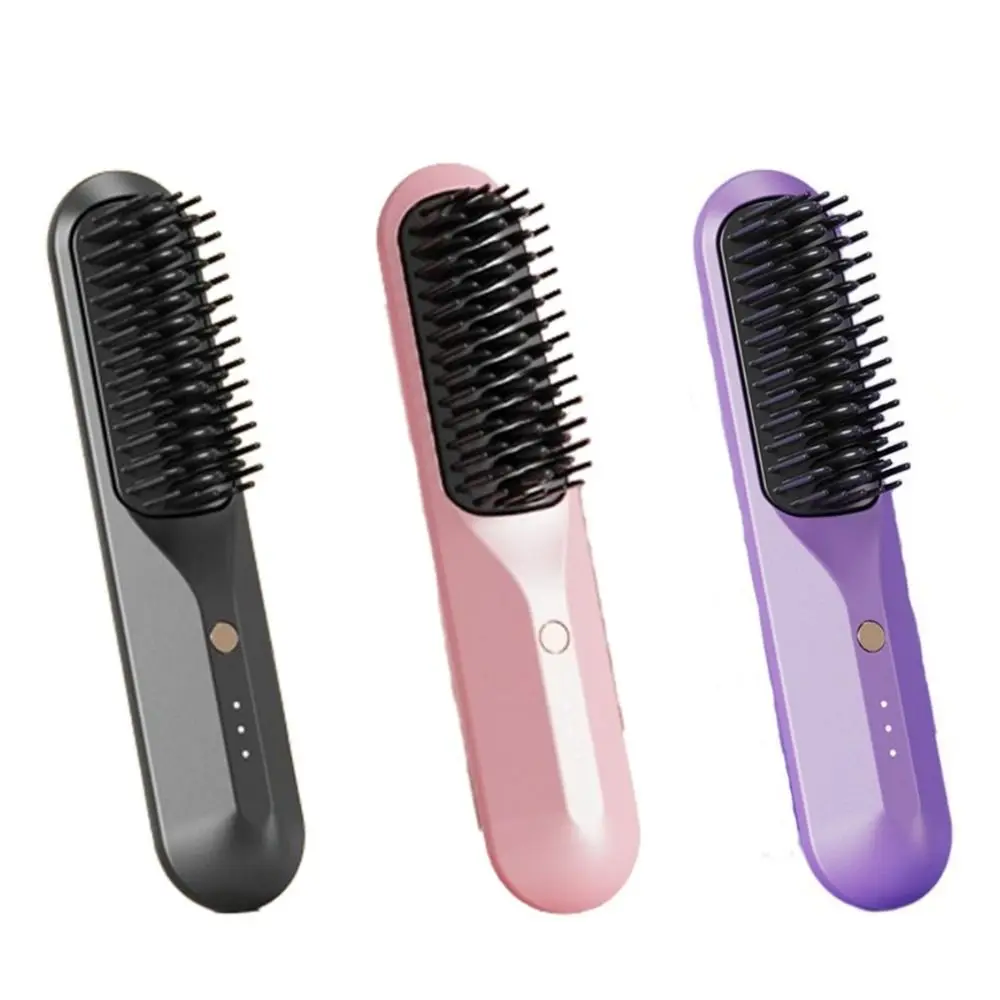 

Safety Rechargeable Hair Straightener Wireless Anti-scalding Electric Hot Comb Dual Purpose Negative Ion Straight Hair Comb Girl