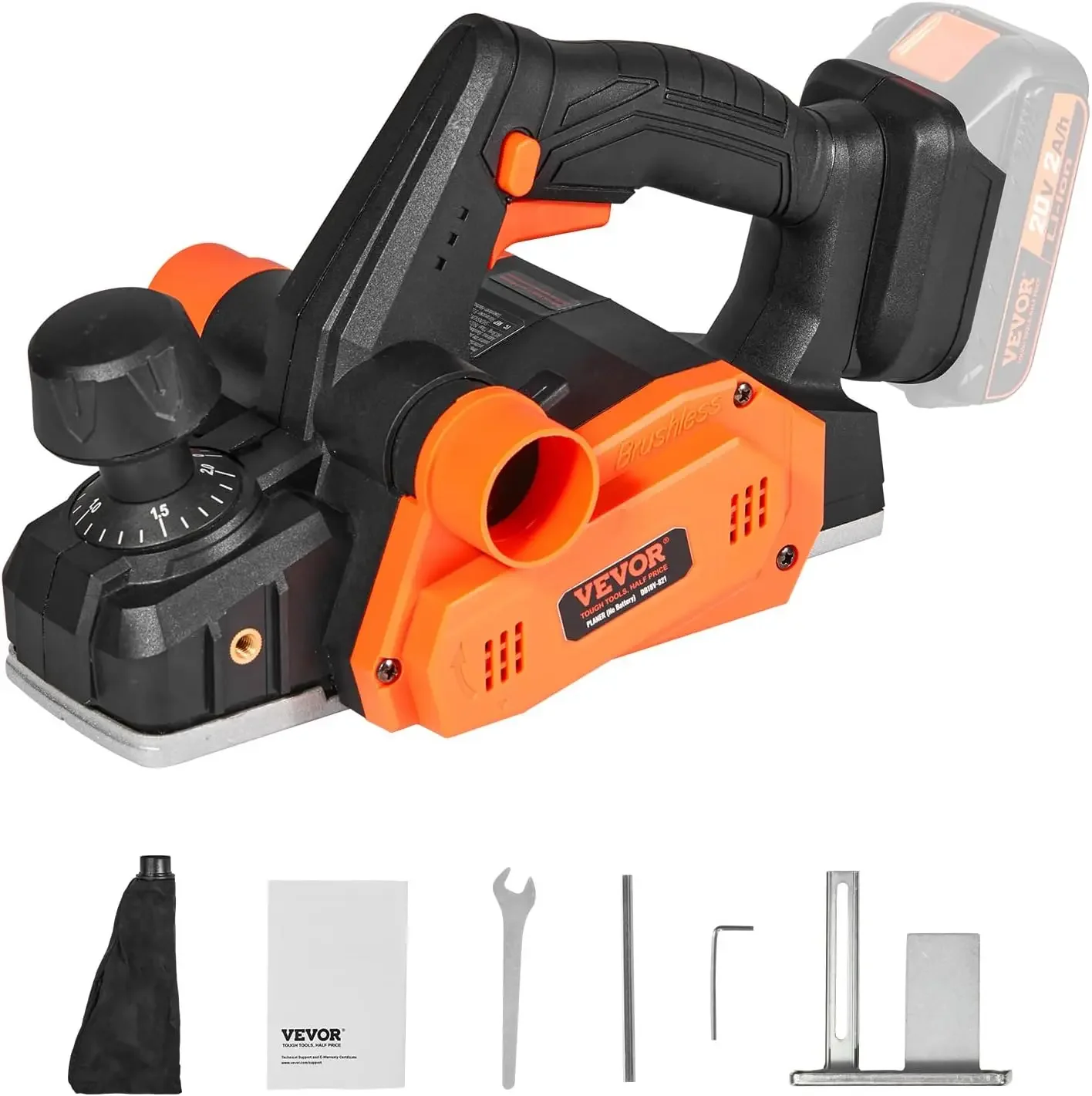 

3-1/4" Width, 16500 RPM Handheld Wood Planer with 5/64" Adjustable Planing Depth HSS Blades Dual Side Dust Outlet