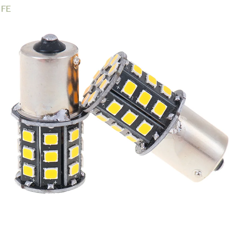 [FE] 2Pcs 1156 BA15S 2835 33-SMD Yellow LED Bulbs Car Turn Signal Lamp Brake Lights