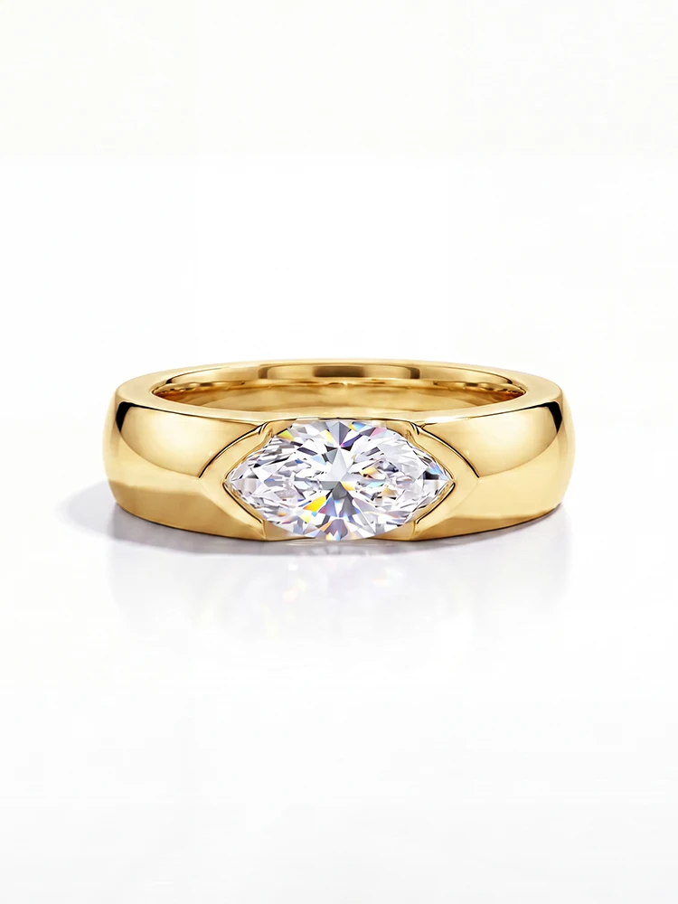 Modischer Echter 1CT Marquise Moissanit Diamant Ehering 925 Sterling Silber Verlobungsringe für Frauen Geschenk Feiner Schmuck