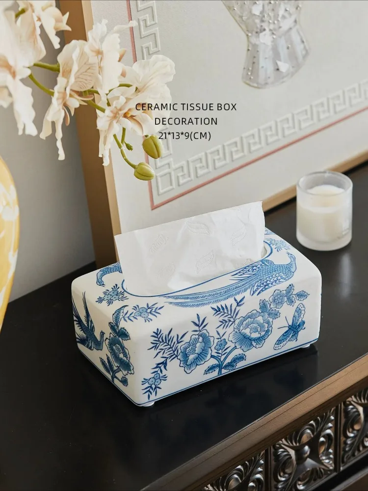 Blue and White Ceramics, Green Phoenix Butterfly Dance Napkins, Paper Boxes, Tea Tables, Dining Table Storage, and Paper Boxes