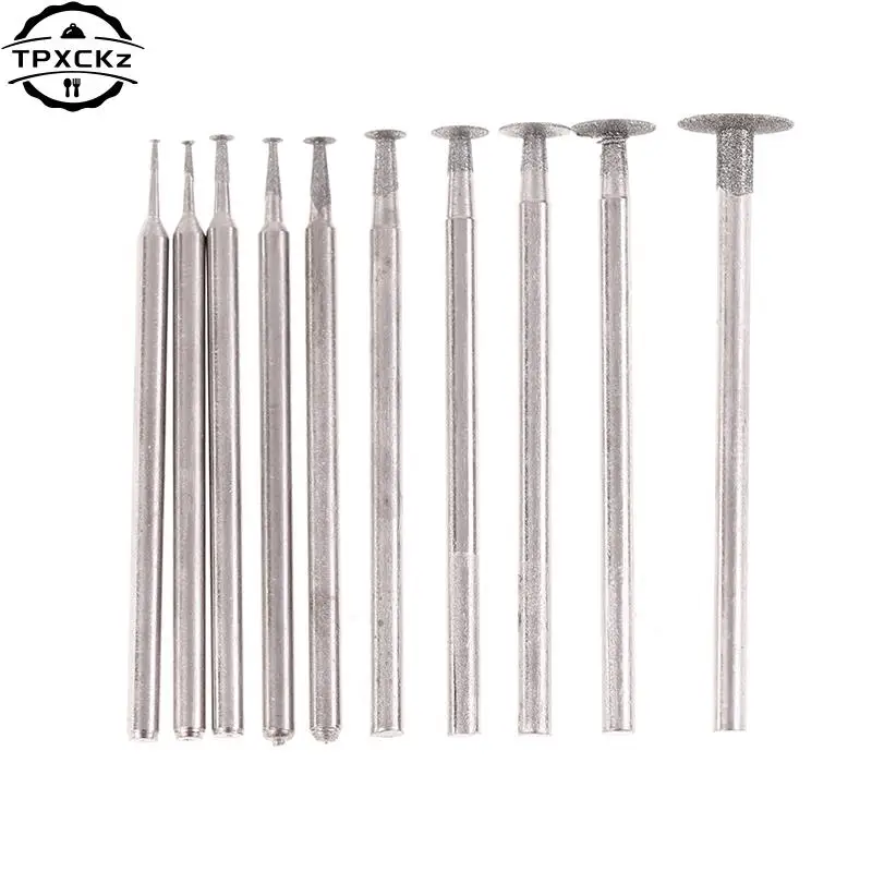 

10 Sizes Grinding Bit For Dremel Accessory 2.35mm Ultra-Thin T Head Shank Diamond Mounted Point Stone Jade Carve Polish Engrave