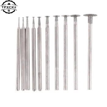 10 גדלים טחינה קצת עבור Dremel אבזר 2.35mm דק T ראש Shank יהלומים רכובים פוינט אבן ירקן לגלף פולני לחרוט