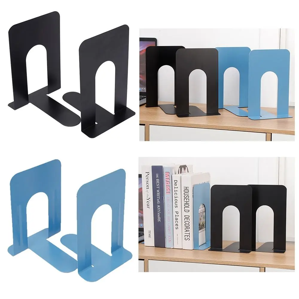 2pcs High Quality Metal Bookends L-Shaped Non-slip Book Stand Heavy-Duty Book Holders Students
