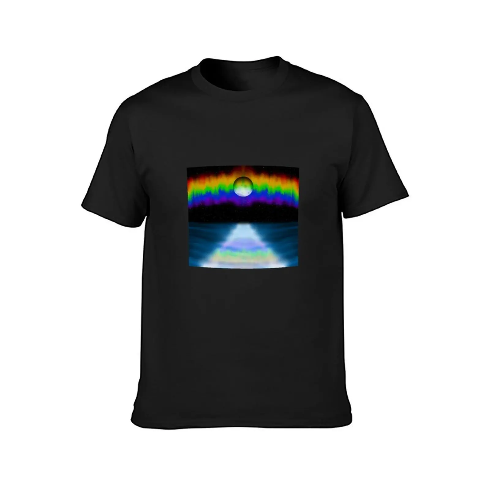 Nighttime Ocean Scene Rainbow T-Shirt hippie clothes korean fashion sublime new edition oversized t shirts for men