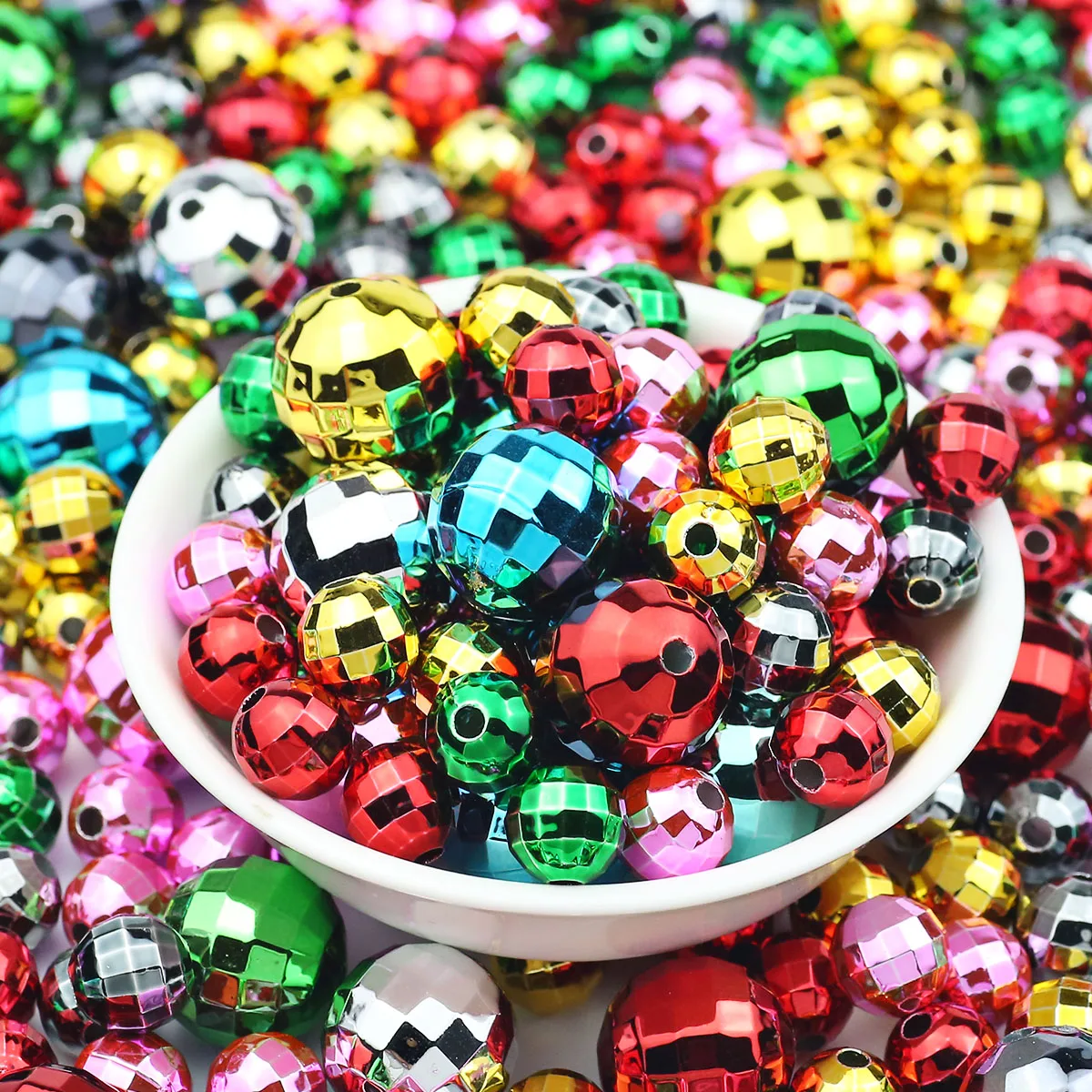 Acryl Weihnachten Disco Globe Perlen 10/16mm Facettierte Spacer Lose Perlen 10/20 stücke Für Schmuck Machen DIY ohrring Halskette Armband