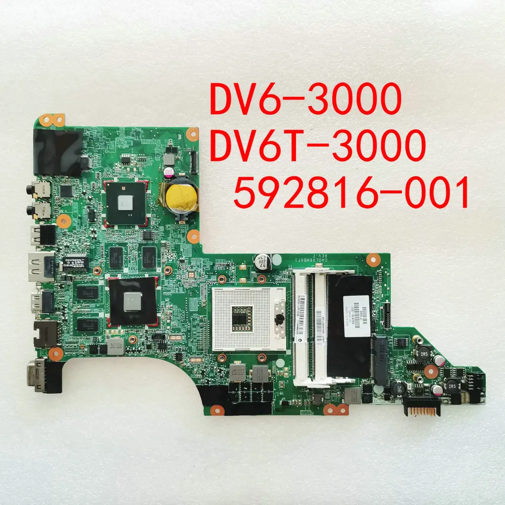 Pour HP Pavillion DV6-3000 DV6T-3000 Ordinateur Portable Carte Mère 592816-001 Carte Mère DA0LX6MB6NipDA0LX6MB6F1 I7 CPU