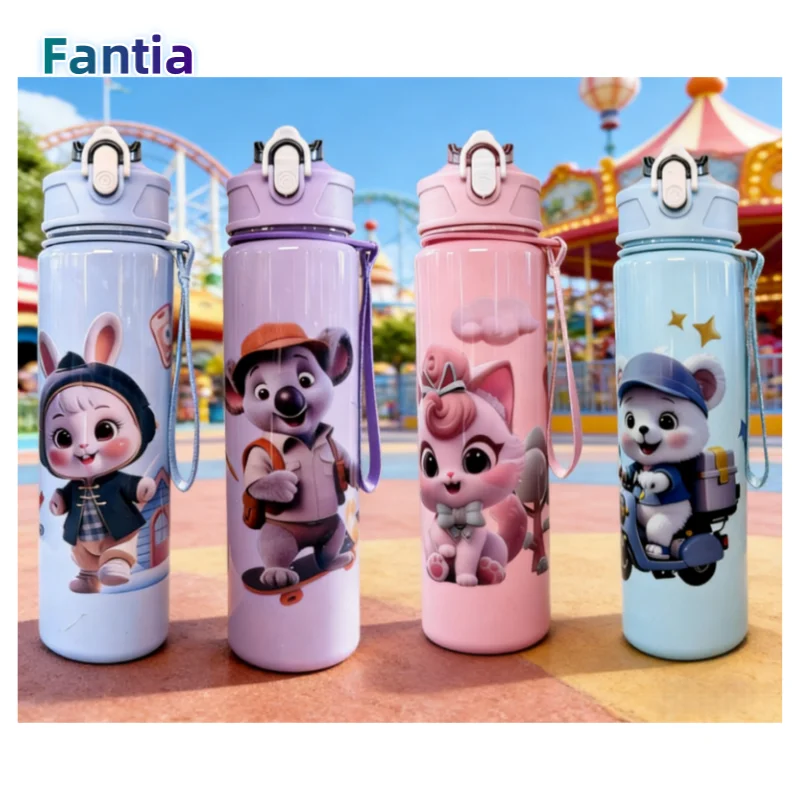 زجاجة مياه محمولة لطيفة سعة 750 مل مع مقبض، ألوان متعددة متاحة للتخييم في الهواء الطلق في صالة الألعاب الرياضية، مقاومة للتسرب، مثالية للهدايا